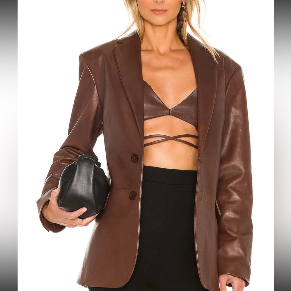 Felina oversized leather blazer jacket
